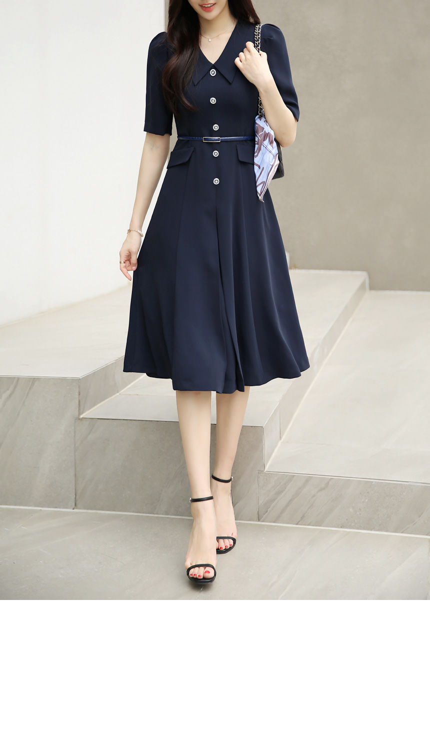 スリムフレアカラーワンピース op26339 | 韓国ファッションStyleOnMe ...